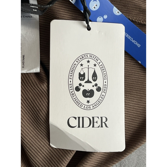 Cider Bodycon Dress Women's Size Medium Brown Ribbed Midi - Picture 10 of 11